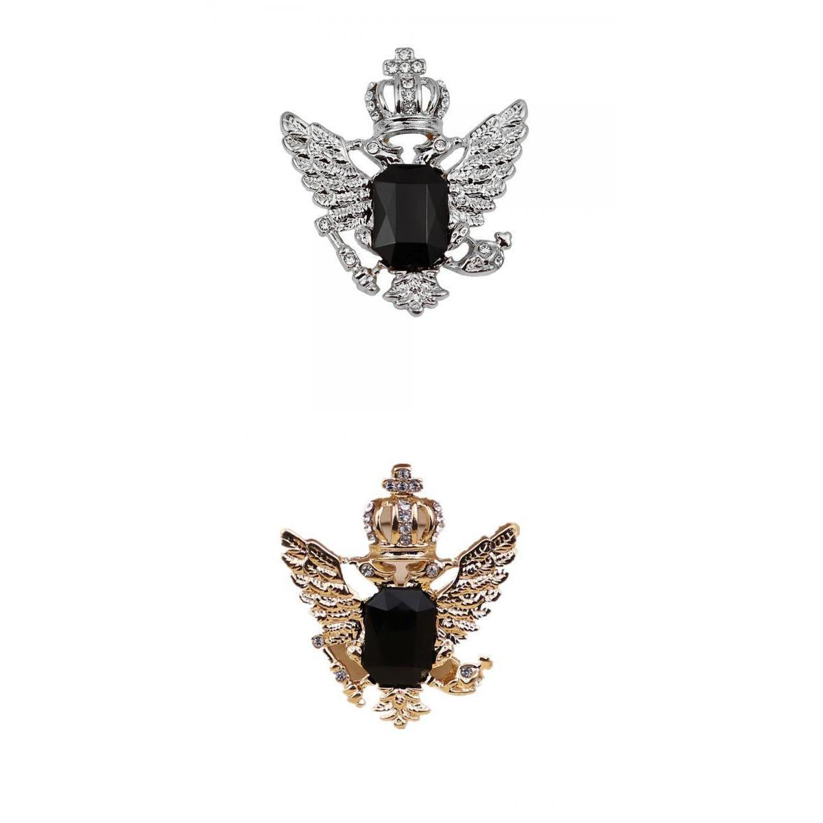 2pcs Vintage Men Suit Shirt Rhinestone Crystal Angel Collar Pin Clip Brooch