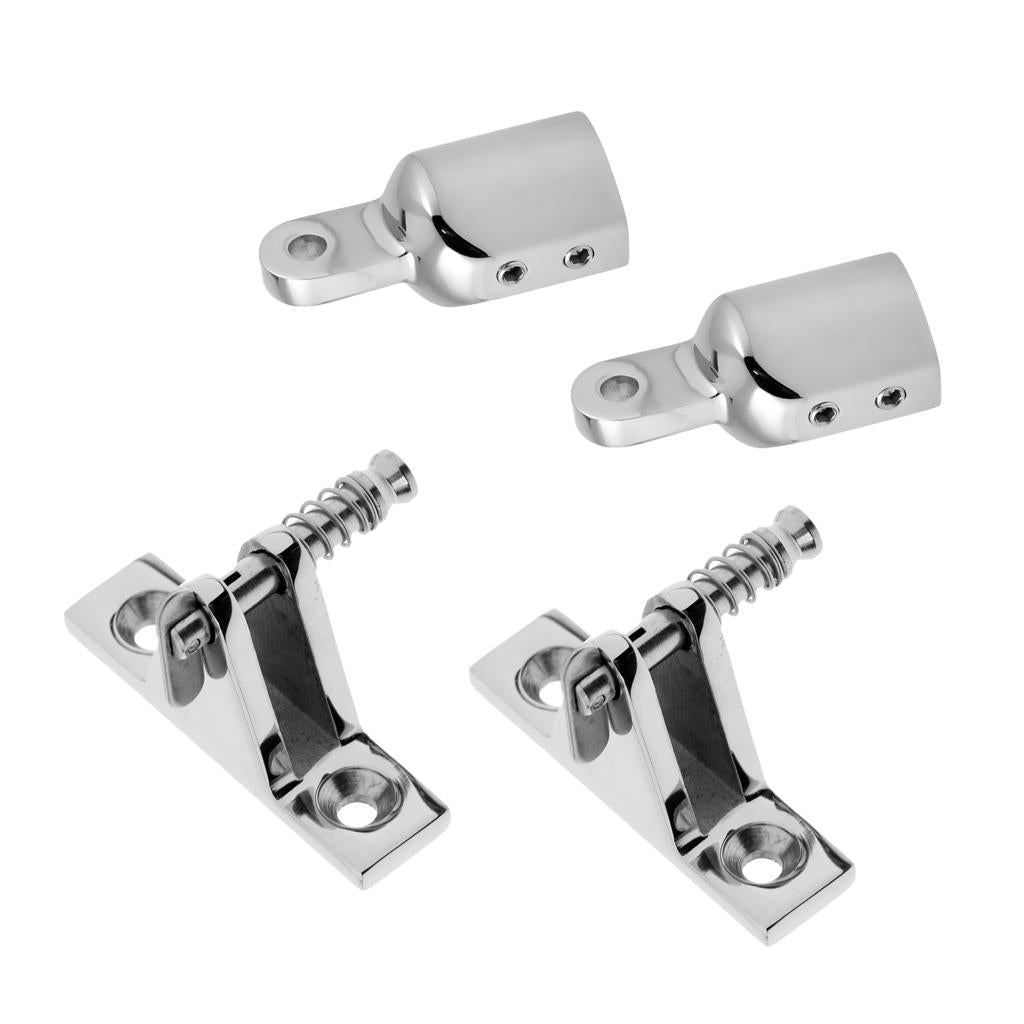 2 Pieces Marine Boat Deck Hinge for 2 Pieces Eye End Cap Bimini Top Fitting