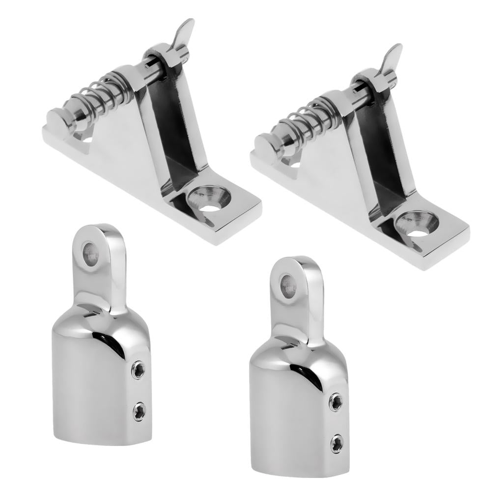 2 Pieces Marine Boat Deck Hinge for 2 Pieces Eye End Cap Bimini Top Fitting