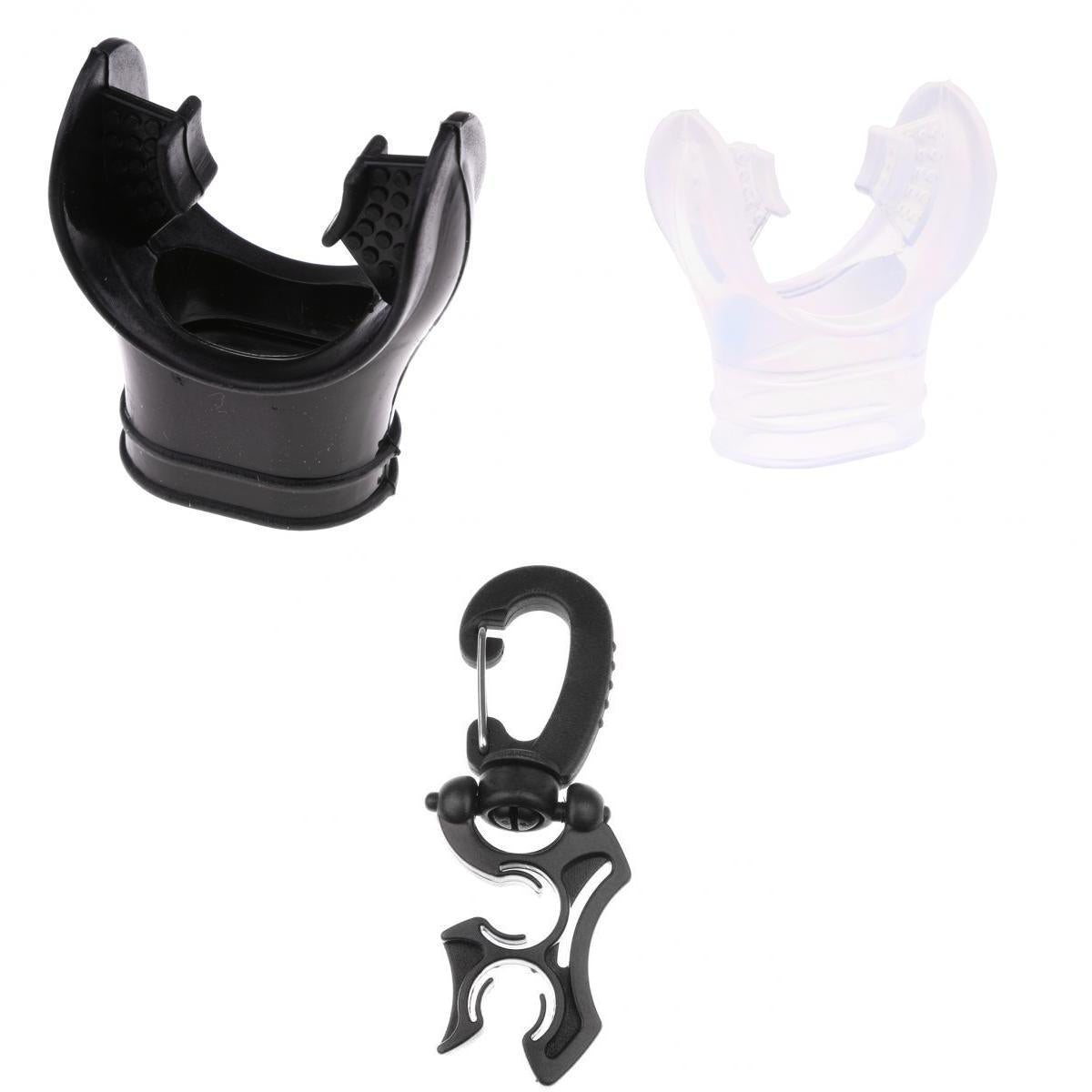 2 Pieces Silicone Scuba Diving Mouthpiece Regulator with Hose Holder Clip