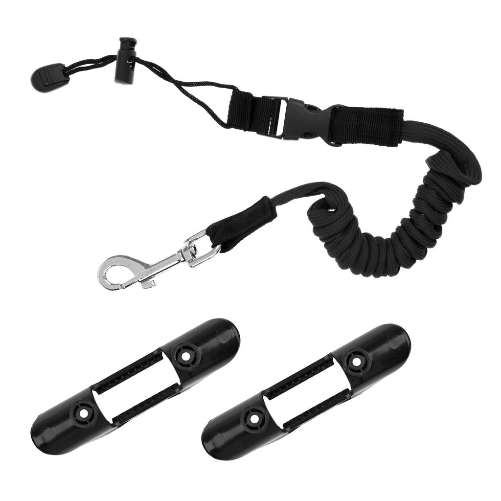 2 Pieces Kayak Canoe Boat Paddle Clip Holder Keeper + Paddle Leash Lanyard