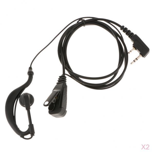 2 Pieces Clip Walkie Talkie Headset Earpiece Mic for 2 PIN Kenwood Baofeng