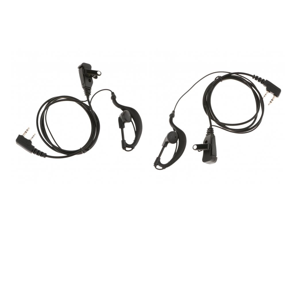 2 Pieces Clip Walkie Talkie Headset Earpiece Mic for 2 PIN Kenwood Baofeng