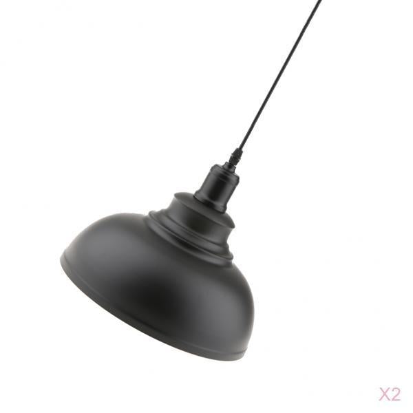 2x Ceiling Light Shade Cover Pendant Lampshade Black - with Lamp Line