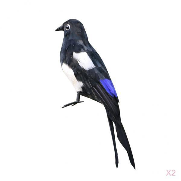 1 Pair of Artificial Feathered Animal Bird Magpie Garden Figurine Home Decor