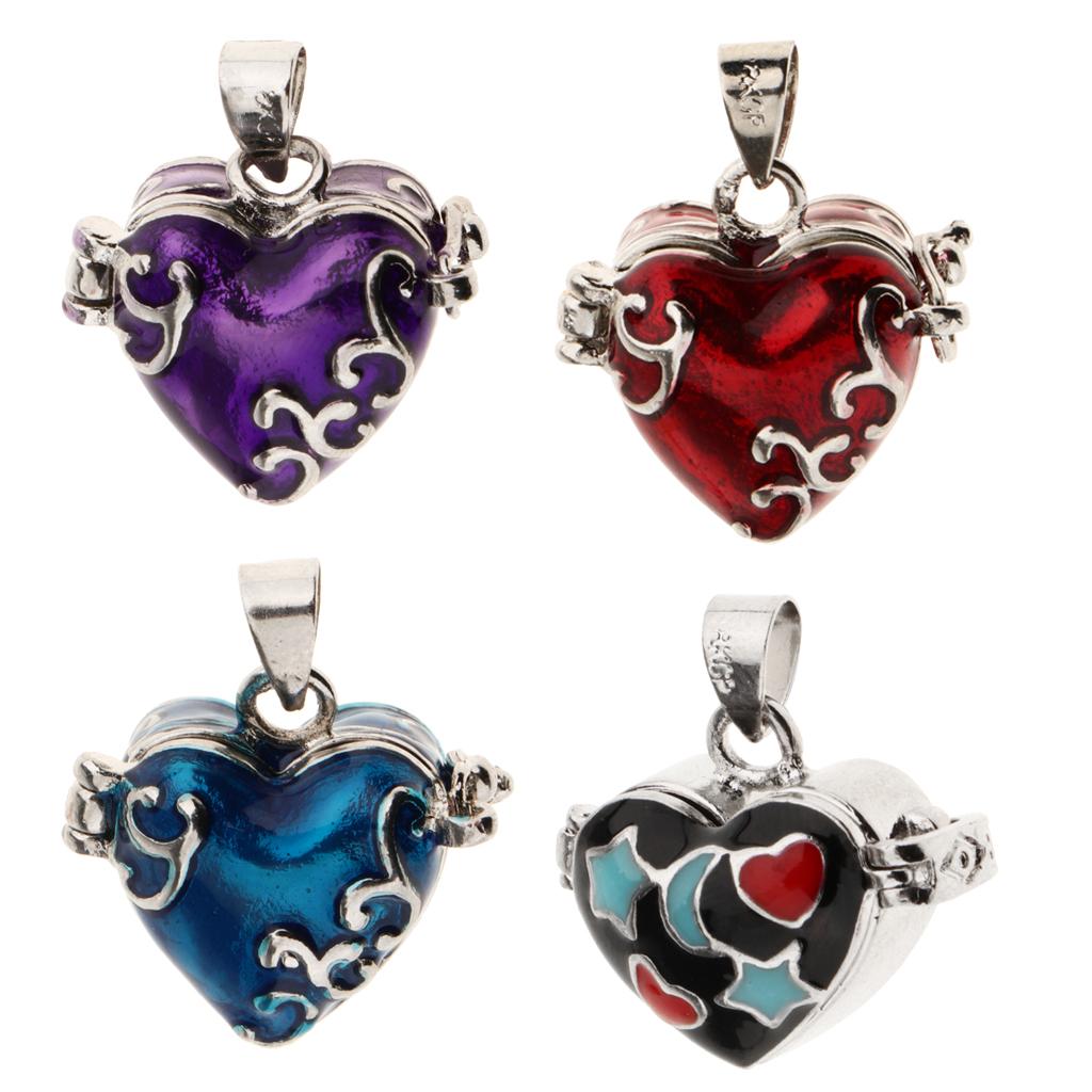 4 Pieces Heart Enamel Cremation Keepsake Urn Pendant Fit Necklace Jewelry