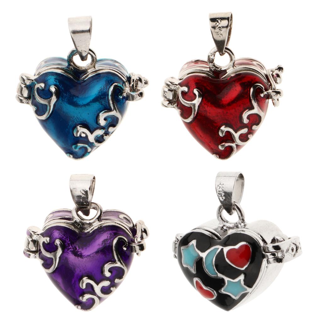 4 Pieces Heart Enamel Cremation Keepsake Urn Pendant Fit Necklace Jewelry