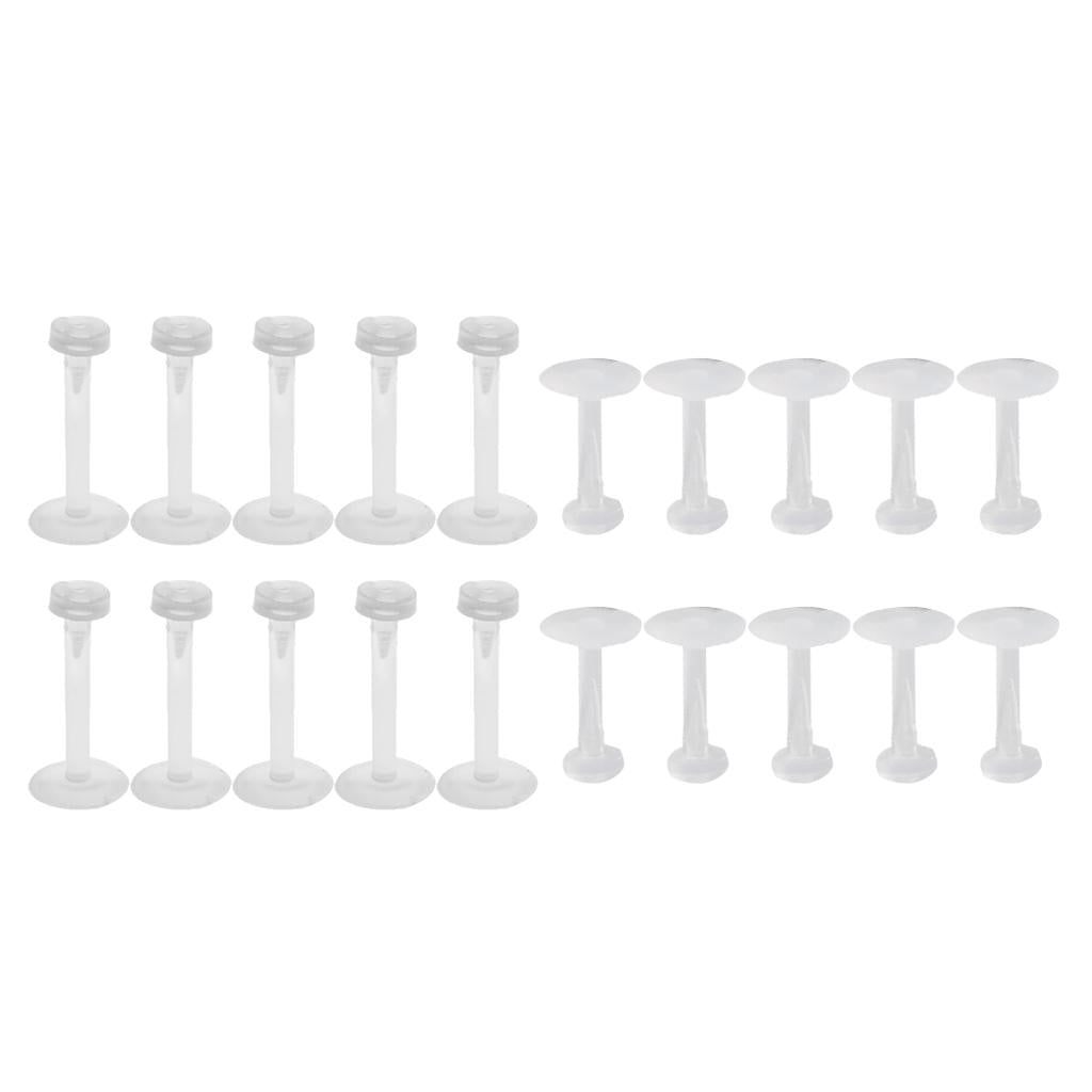 20 Pieces Transparent White Acrylic Nose Stud Barbell Lip Tongue Piercing