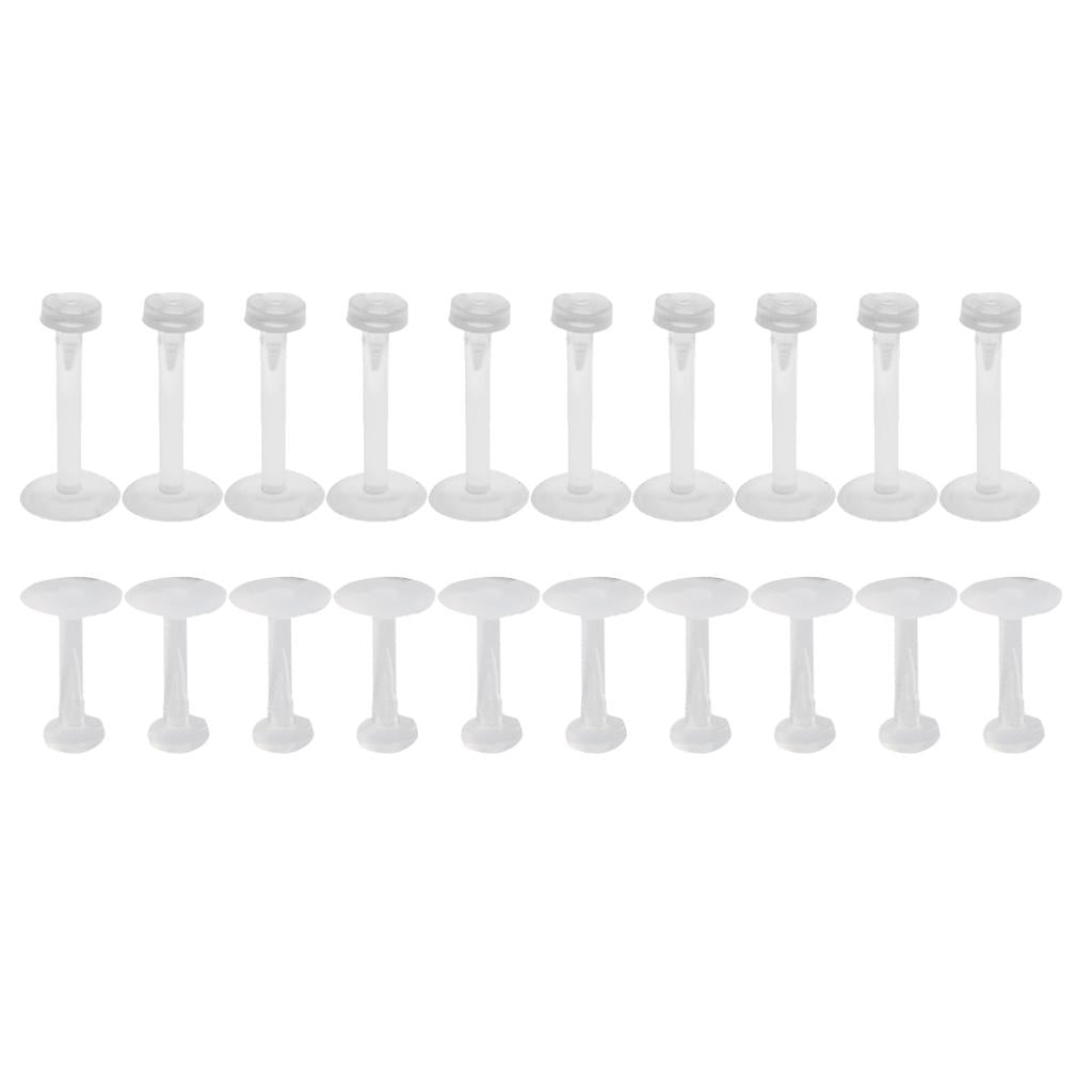 20 Pieces Transparent White Acrylic Nose Stud Barbell Lip Tongue Piercing