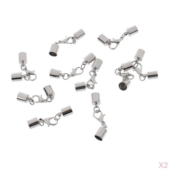 10 Pieces Silver Barrel Beads Leather Cord Ends Caps Jewelry Making DIY
