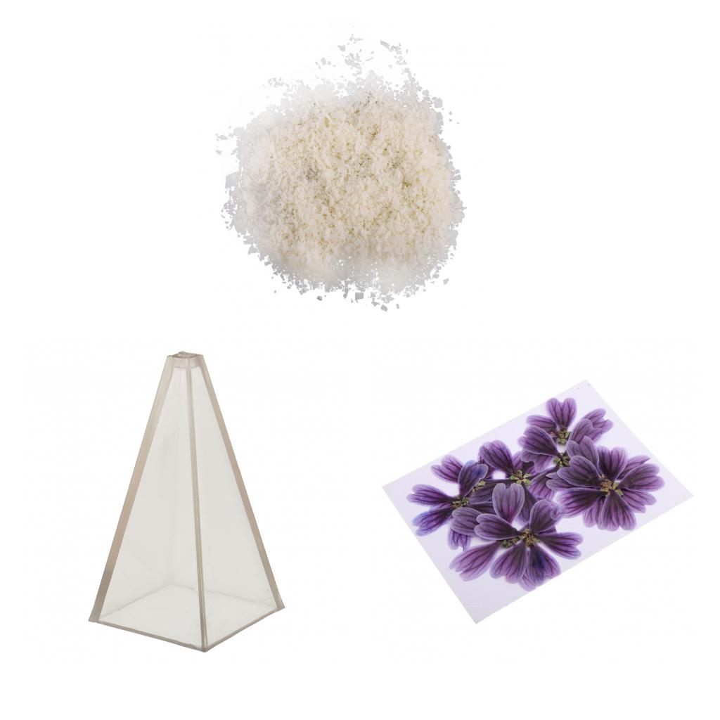 1 Set Pyramid Candle Mould Soy Wax Flakes Dried flowers for Candle Making