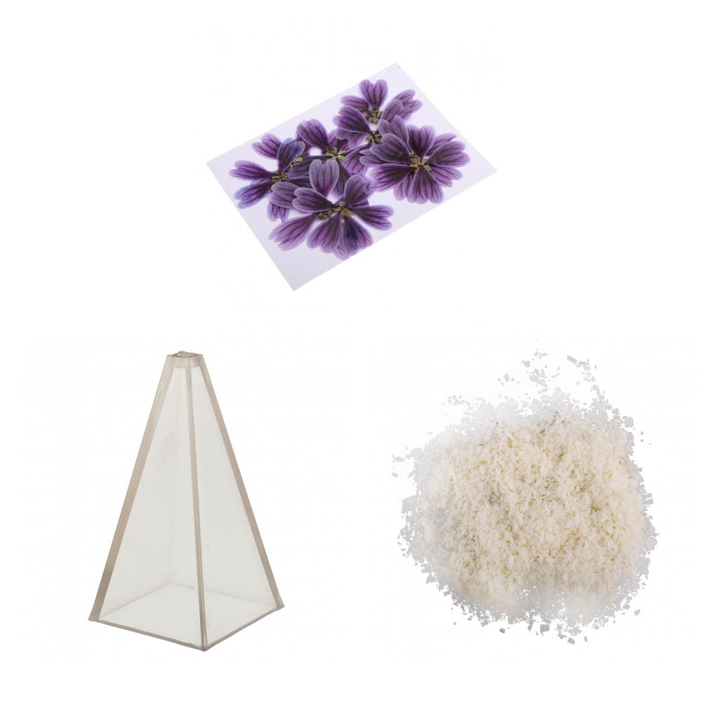 1 Set Pyramid Candle Mould Soy Wax Flakes Dried flowers for Candle Making