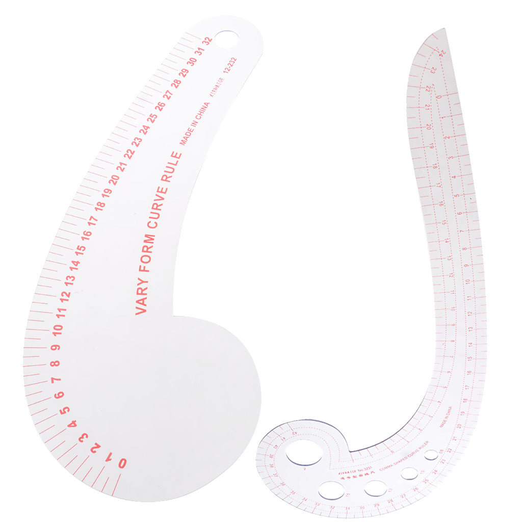 2pcs Useful Comma French Curve Metric Ruler for Tailoring Dressmaking Craft