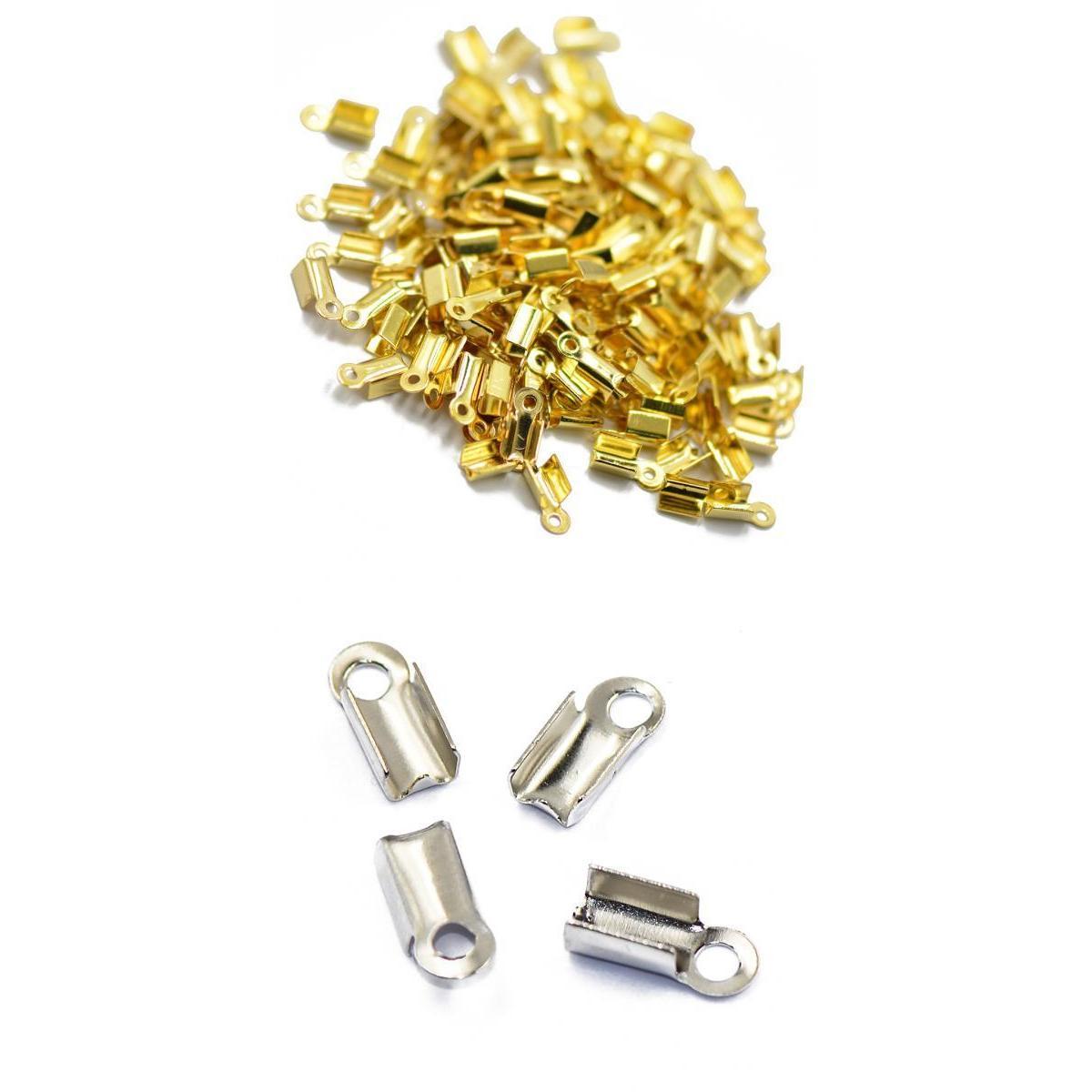 200Pcs Cord Ribbon Clamp End Crimps Findings 10 x 4.5mm for Jewelry Making