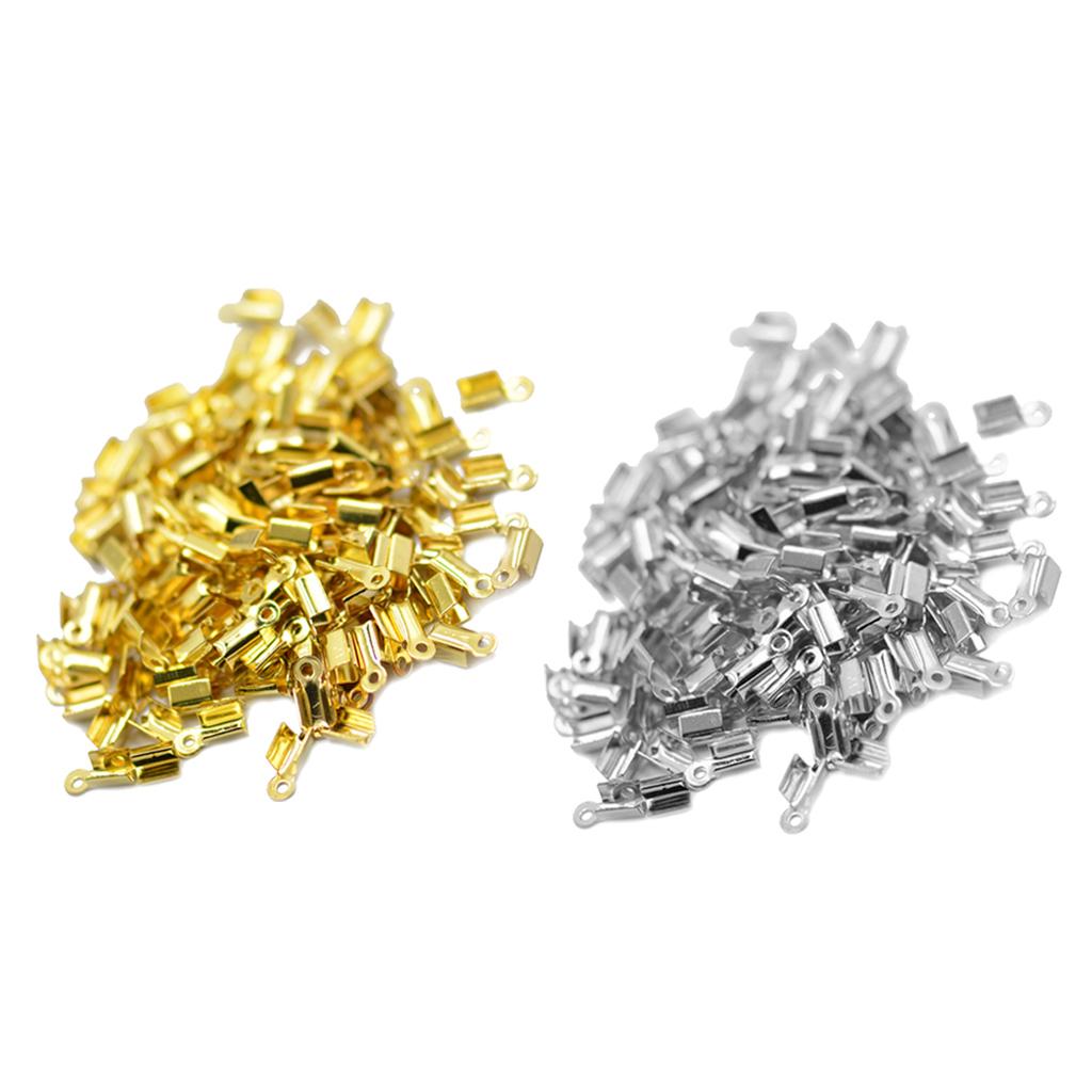 200Pcs Cord Ribbon Clamp End Crimps Findings 10 x 4.5mm for Jewelry Making