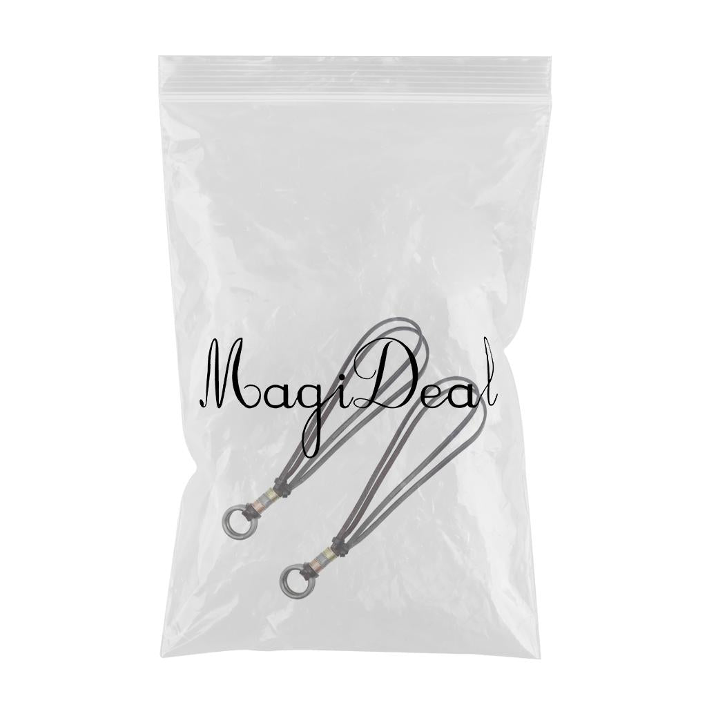 2pcs Vintage Leather Rope Circle Pendant Necklace Eyeglasses Holder Strap