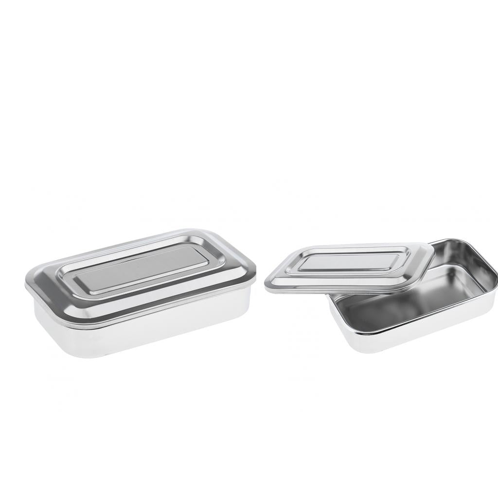 2x Steel Instrument Storage Hole Box & Lid Tools Veterinary