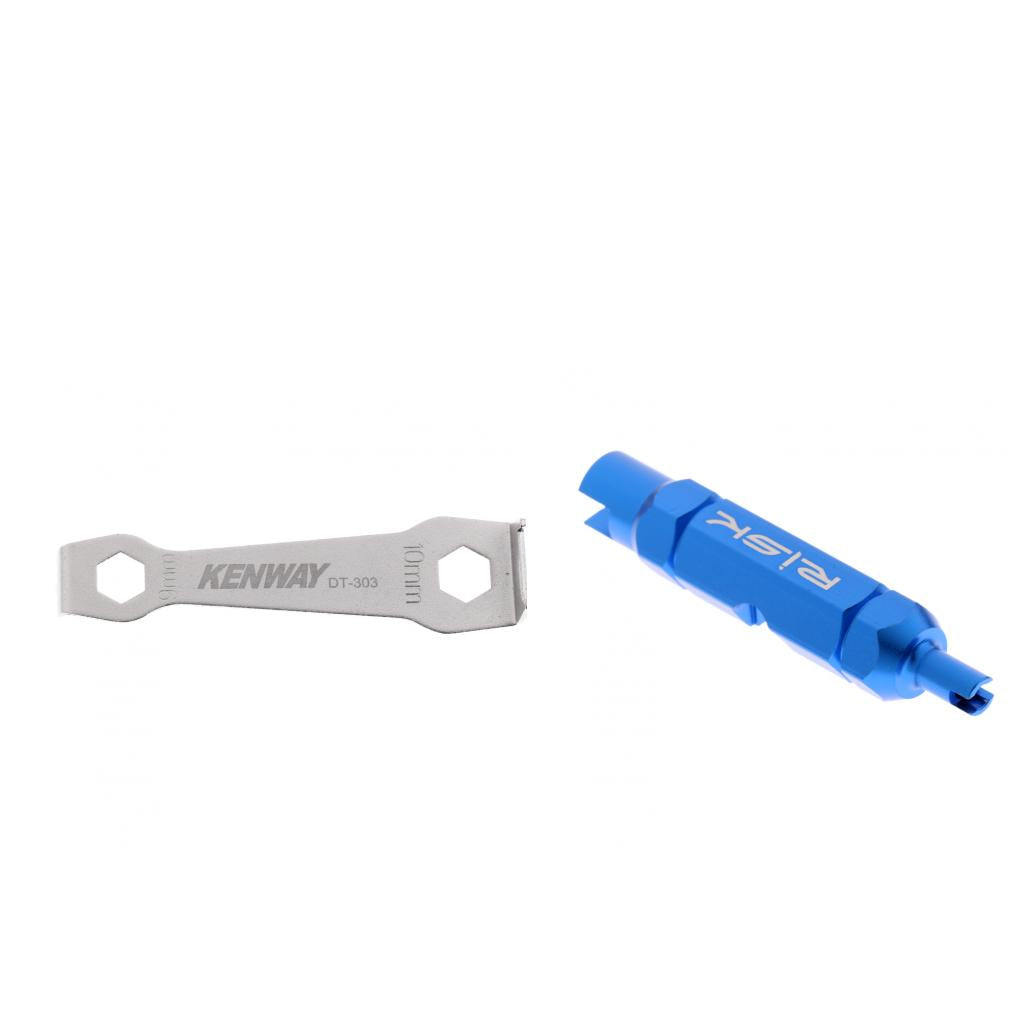 Bicycle Tire Valve Core Removal Tool+Bike Chainring Bolt Peg Spanner Wrench
