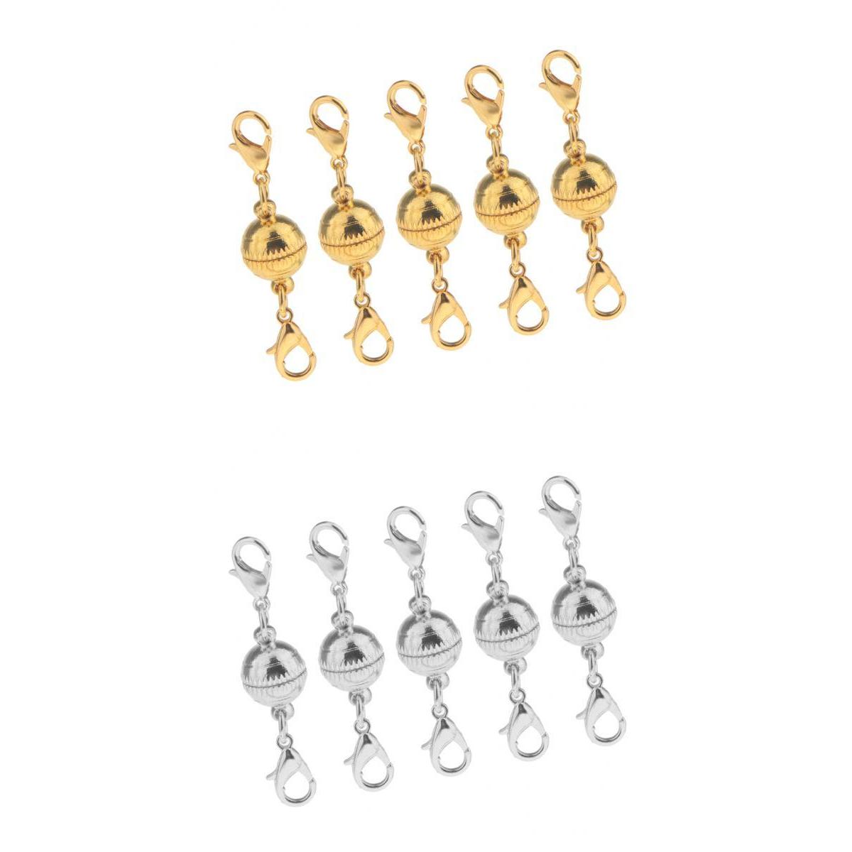 10Pcs Gold Silver Ball Magnetic Lobster Clasps for Jewelry Necklace Bracelet