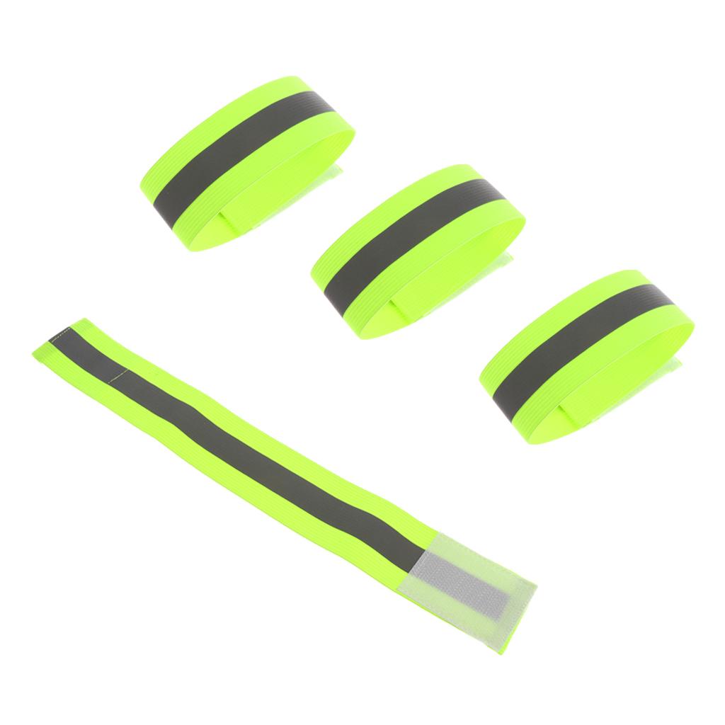 2 Pairs Elastic Reflective Wrist Arm Ankle Bands for Running Jogging Cycling