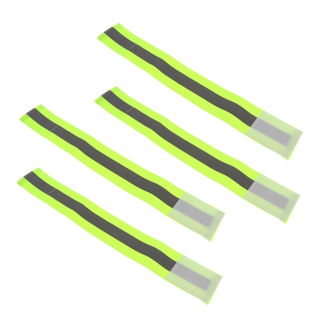 2 Pairs Elastic Reflective Wrist Arm Ankle Bands for Running Jogging Cycling