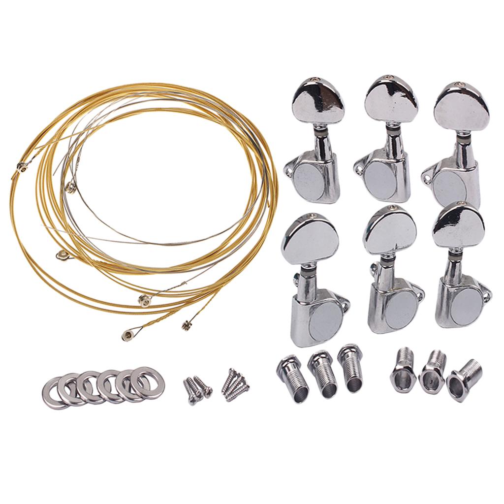 1 Set 3L3R Guitar Tuning Pegs Keys with Strings for Acoustic Electric Guitar
