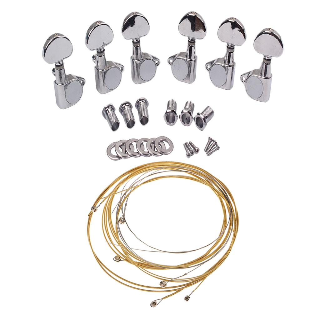 1 Set 3L3R Guitar Tuning Pegs Keys with Strings for Acoustic Electric Guitar