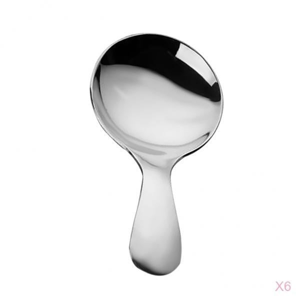 6 piece Short Stainless Steel Spoons Tea Dessert Ice Cream Spoon Kids Spoon