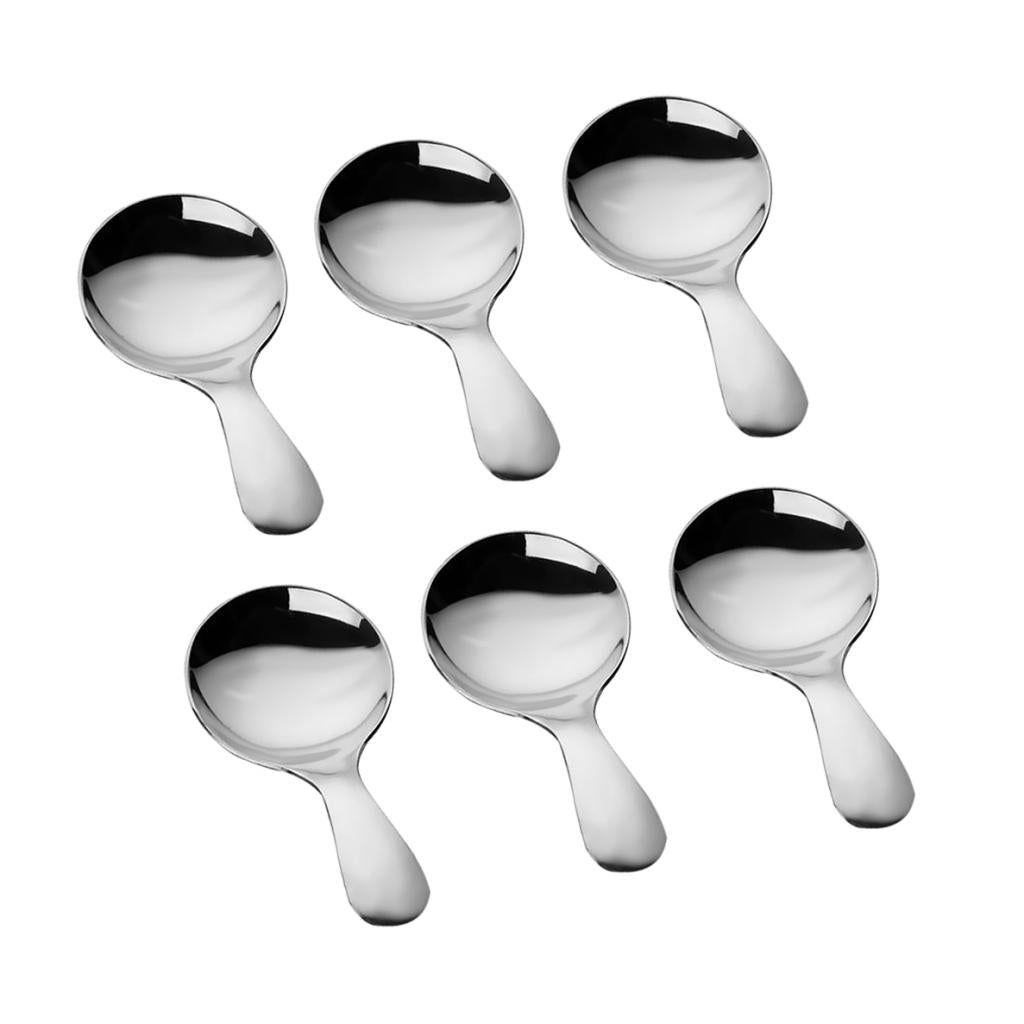6 piece Short Stainless Steel Spoons Tea Dessert Ice Cream Spoon Kids Spoon