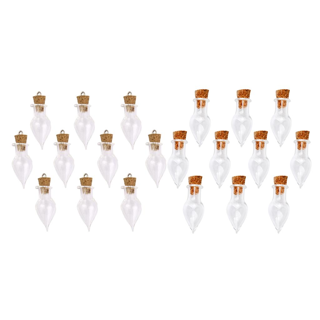 20 Piece Glass Cork Bottles Tear Drop Jars Vial Wishing Bottle DIY Pendants