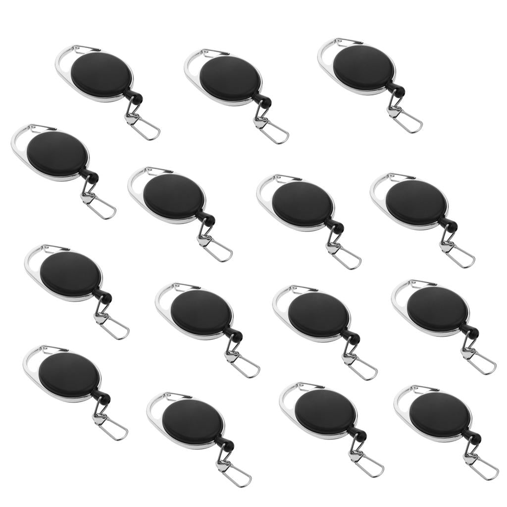 15pcs Retractable Extendable Metal Wire Key Chain Ring Clip Pull Keyring