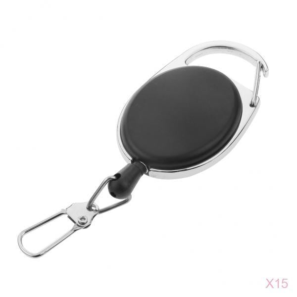 15pcs Retractable Extendable Metal Wire Key Chain Ring Clip Pull Keyring