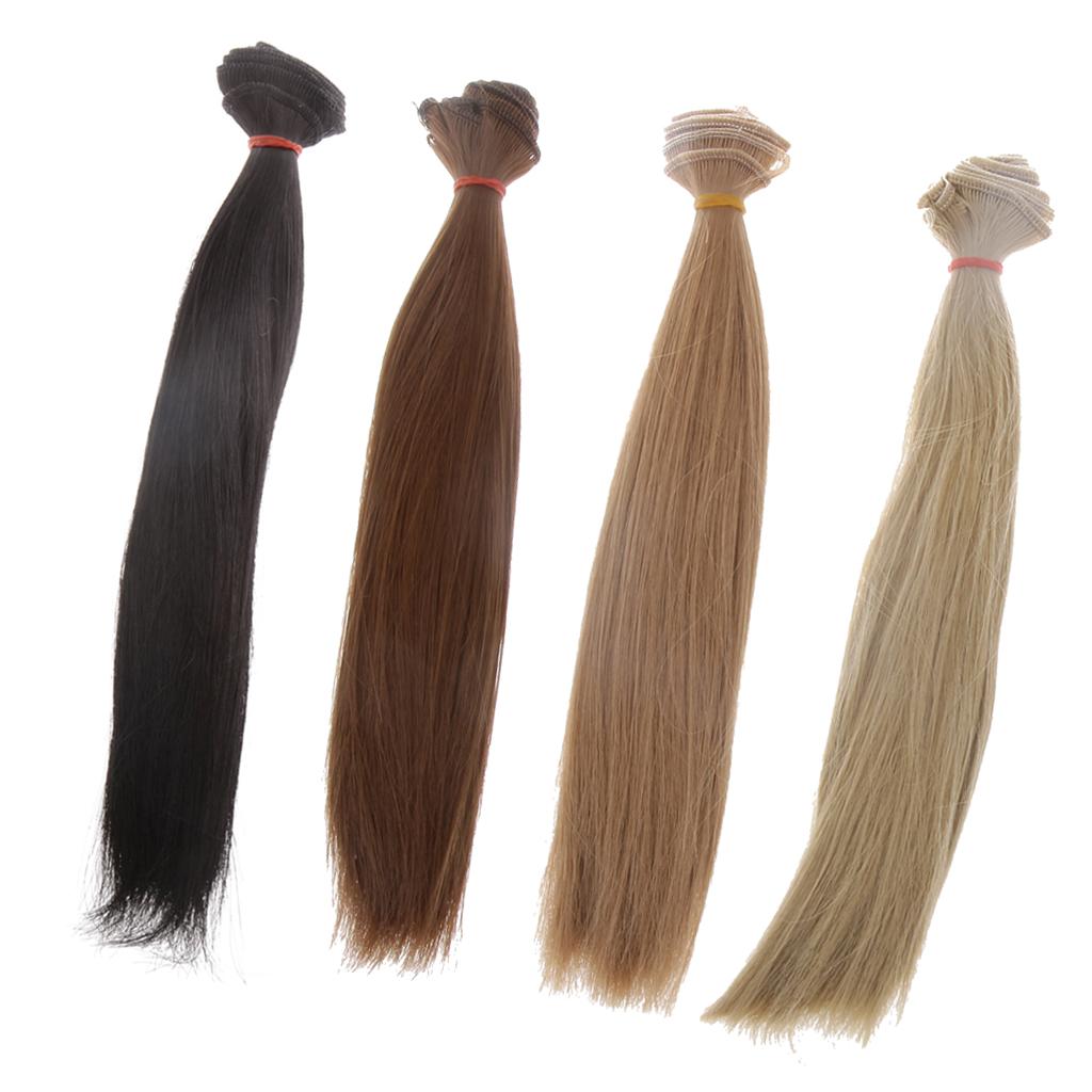 4pcs Doll Long Straight Wig Hair fits 1/3 1/4 BJD Making Repair Accessories