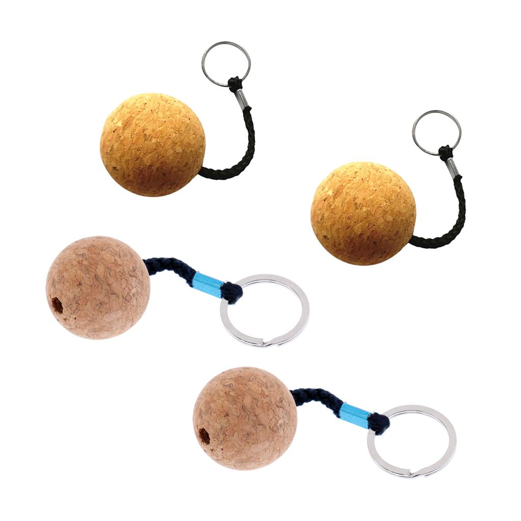 4 Pieces Floating Cork Keyring Water Buoyant Key Ring Kayaking Boat Float