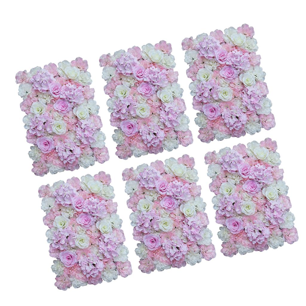 6 Pieces Artificial Flower Wall Panels Wedding Venue Decor Pink White