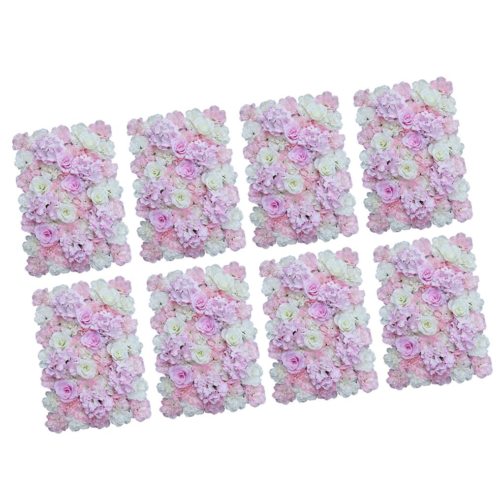 8 Pieces Artificial Flower Wall Panels Wedding Venue Decor Pink White