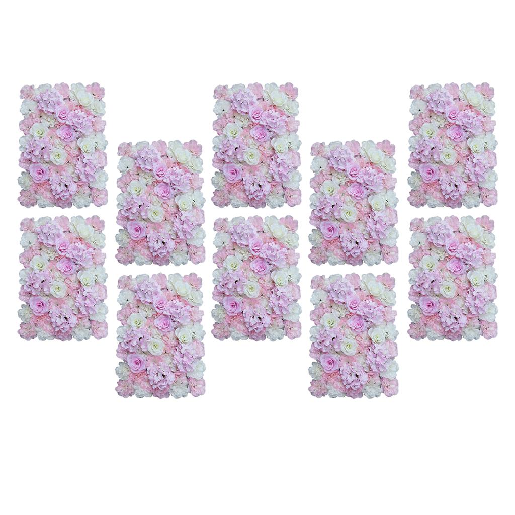 10 Pieces Artificial Flower Wall Panels Wedding Venue Decor Pink White