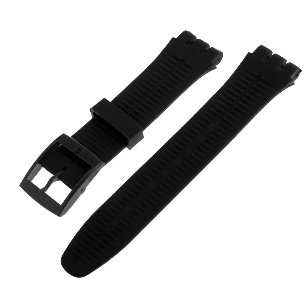 2 Pieces Black 19mm Silicone Rubber Replacement Watch Bands Strap Washable