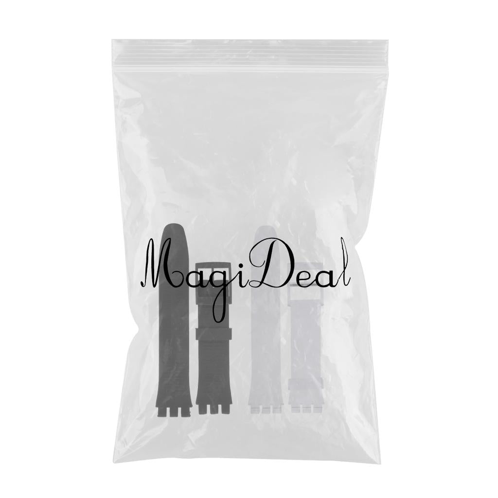 2 Pieces Soft Rubber Replacement Watch Band Strap 19mm Wristband Lightweight