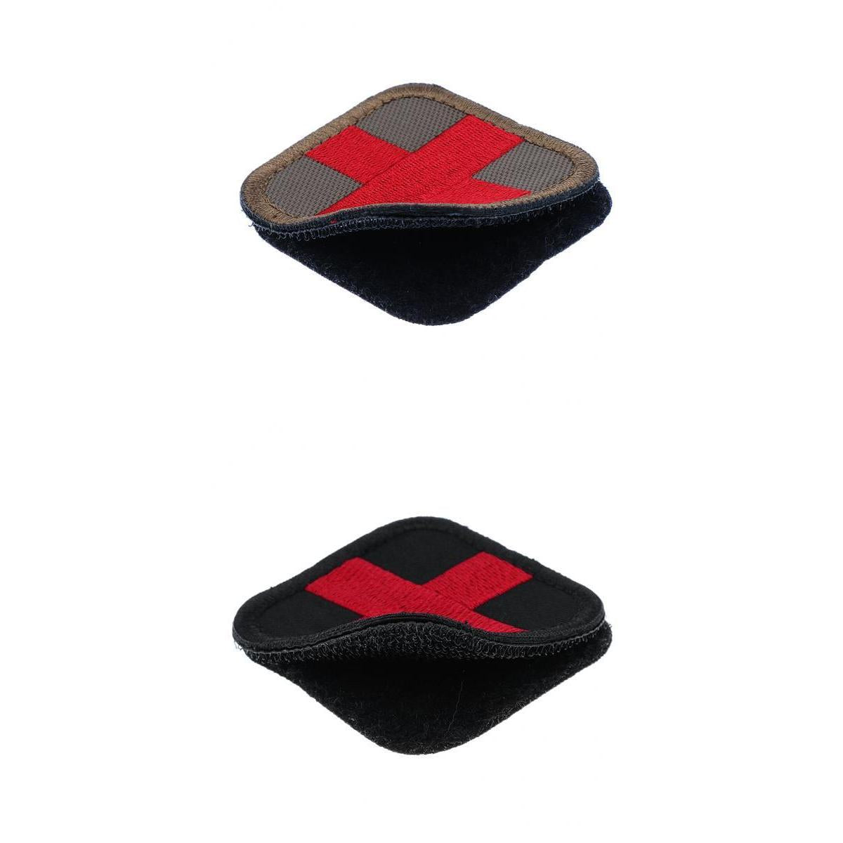 2Pcs Hook Loop Medic First Aid Red & Black Cross Patch 50 x 50mm
