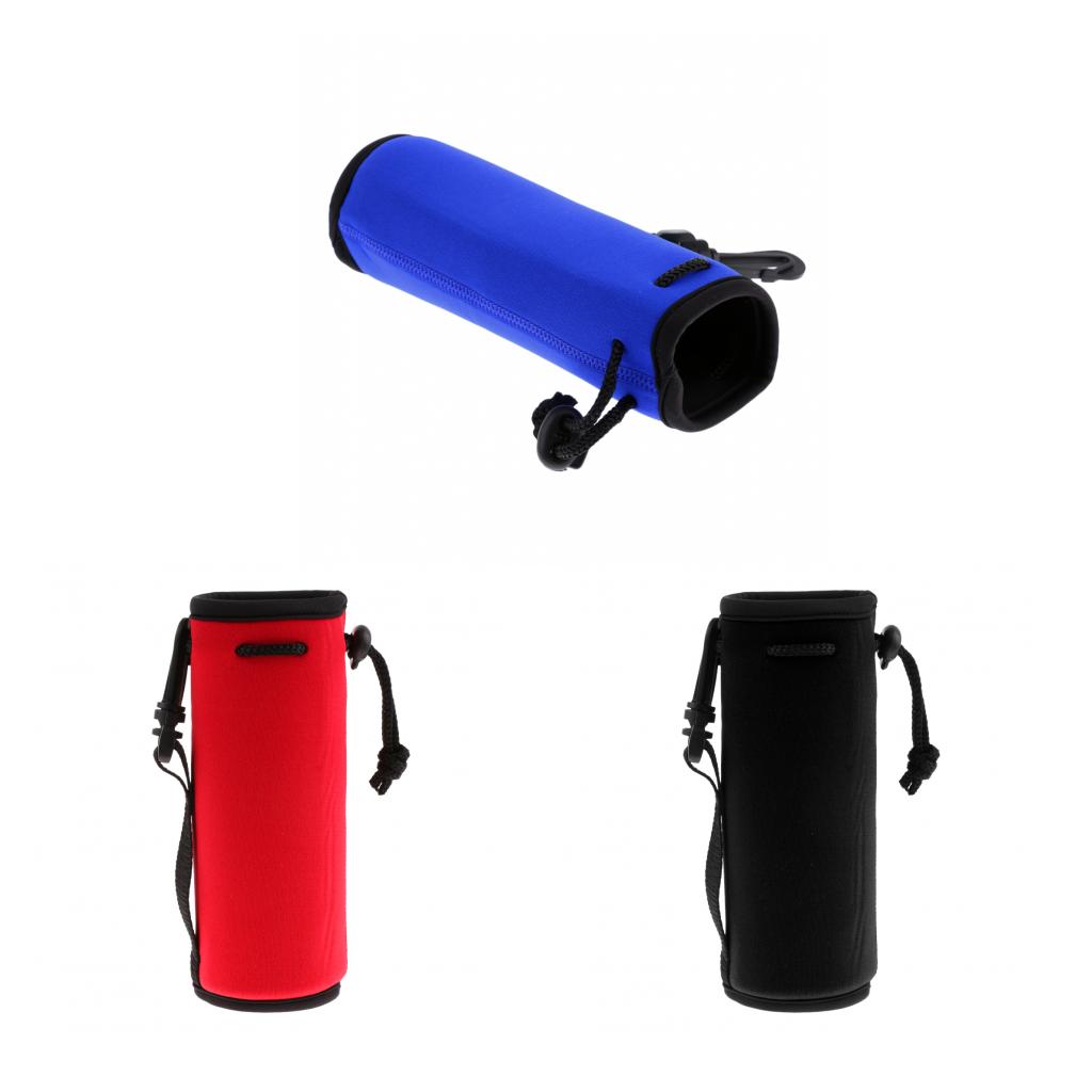3x Neoprene Sport Water Bottle Cover Pouch Sleeve Bag Holder Black Blue Red