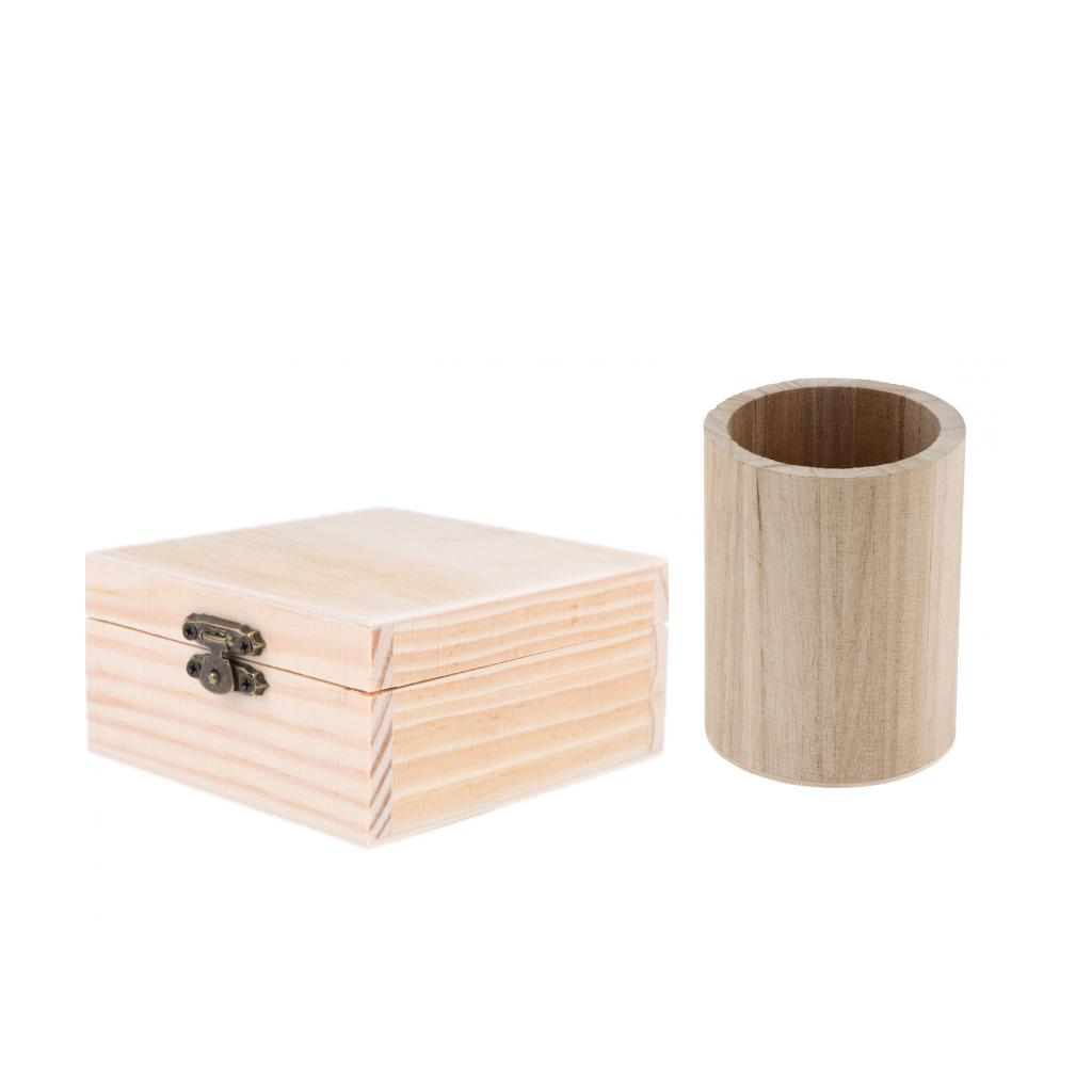 2 Pcs Unfinished Wooden Pen Container and Jewel Box for Kids Painting Crafts