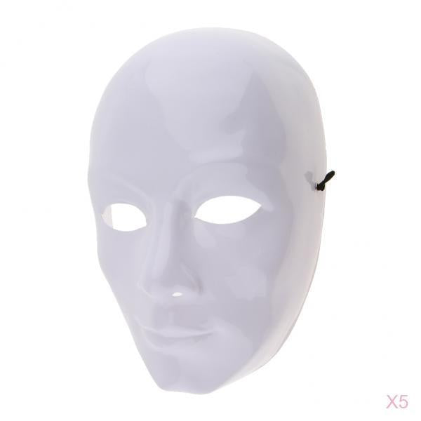 5 DIY Unpainted Mask White Blank Face Mask Adults Masquerade Costume Masks