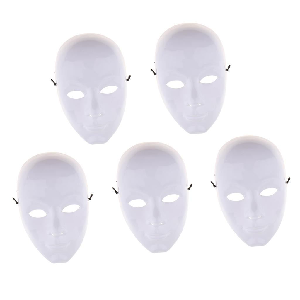 5 DIY Unpainted Mask White Blank Face Mask Adults Masquerade Costume Masks