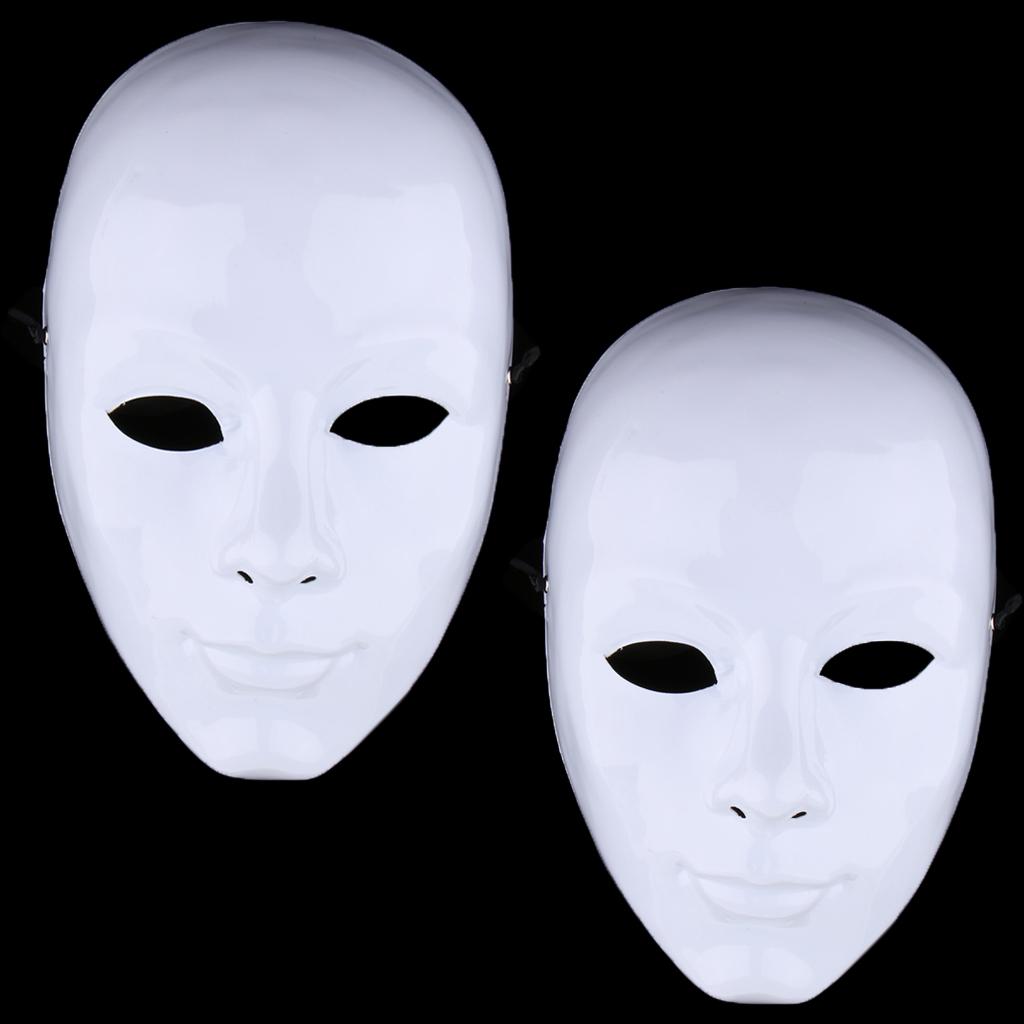 2 Pieces DIY Unpainted Mask White Blank Face Mask Masquerade Costume Masks