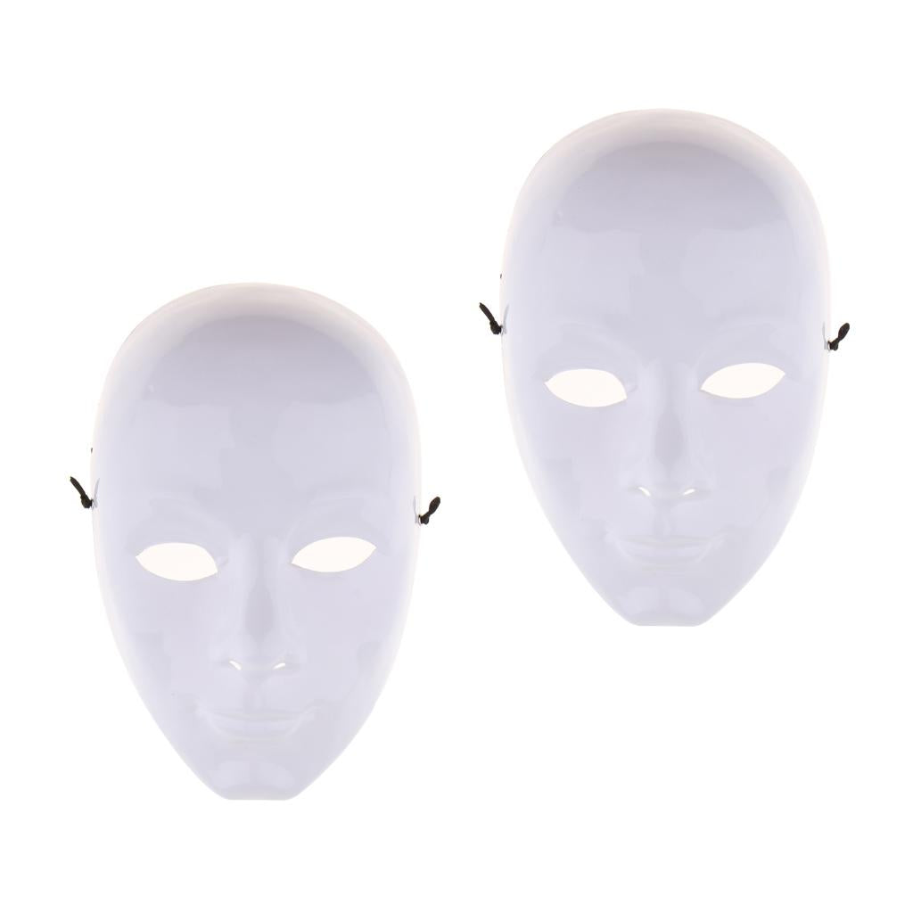 2 Pieces DIY Unpainted Mask White Blank Face Mask Masquerade Costume Masks