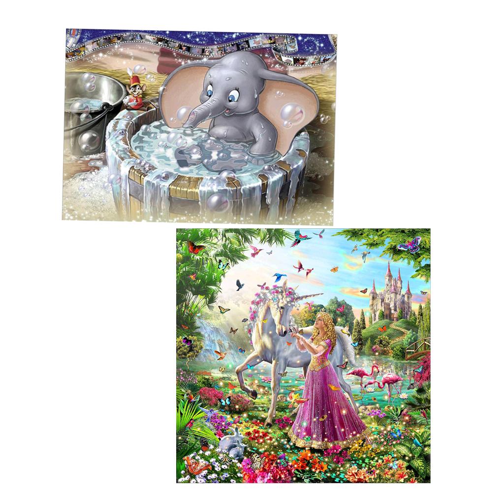 2Pcs 5D Diamond Embroidery Painting Elephant Horse Beauty Cross Stitch Kits