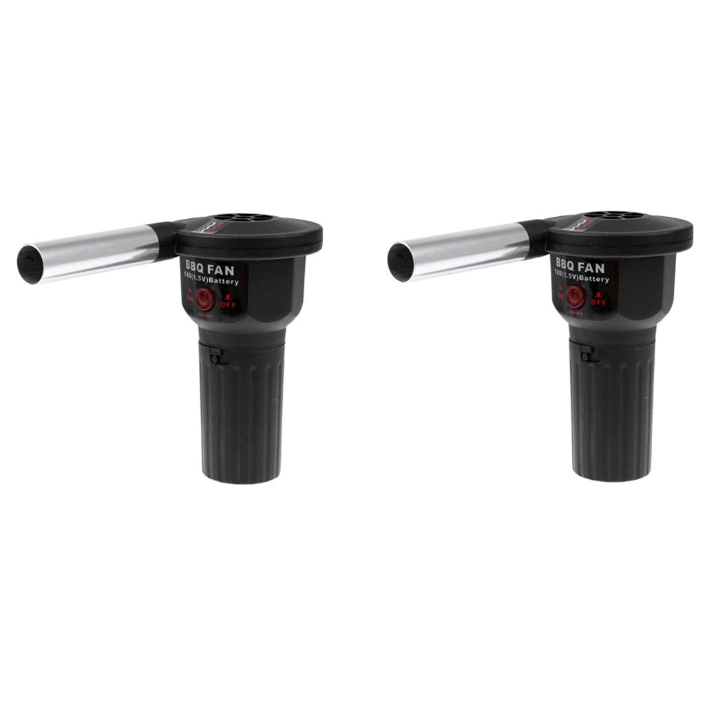 2x Portable Small Electricity BBQ Barbecue Fan Air Blower Fire Bellows Tool