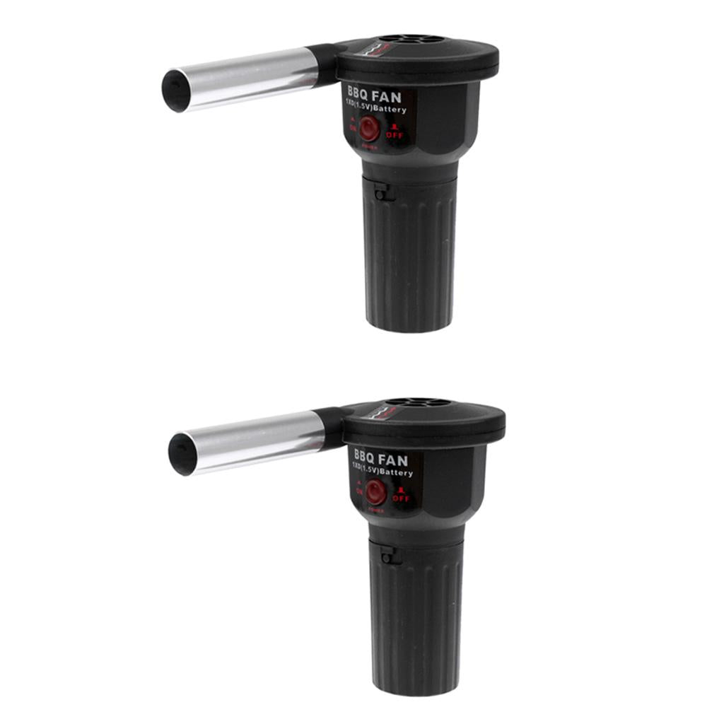 2x Portable Small Electricity BBQ Barbecue Fan Air Blower Fire Bellows Tool