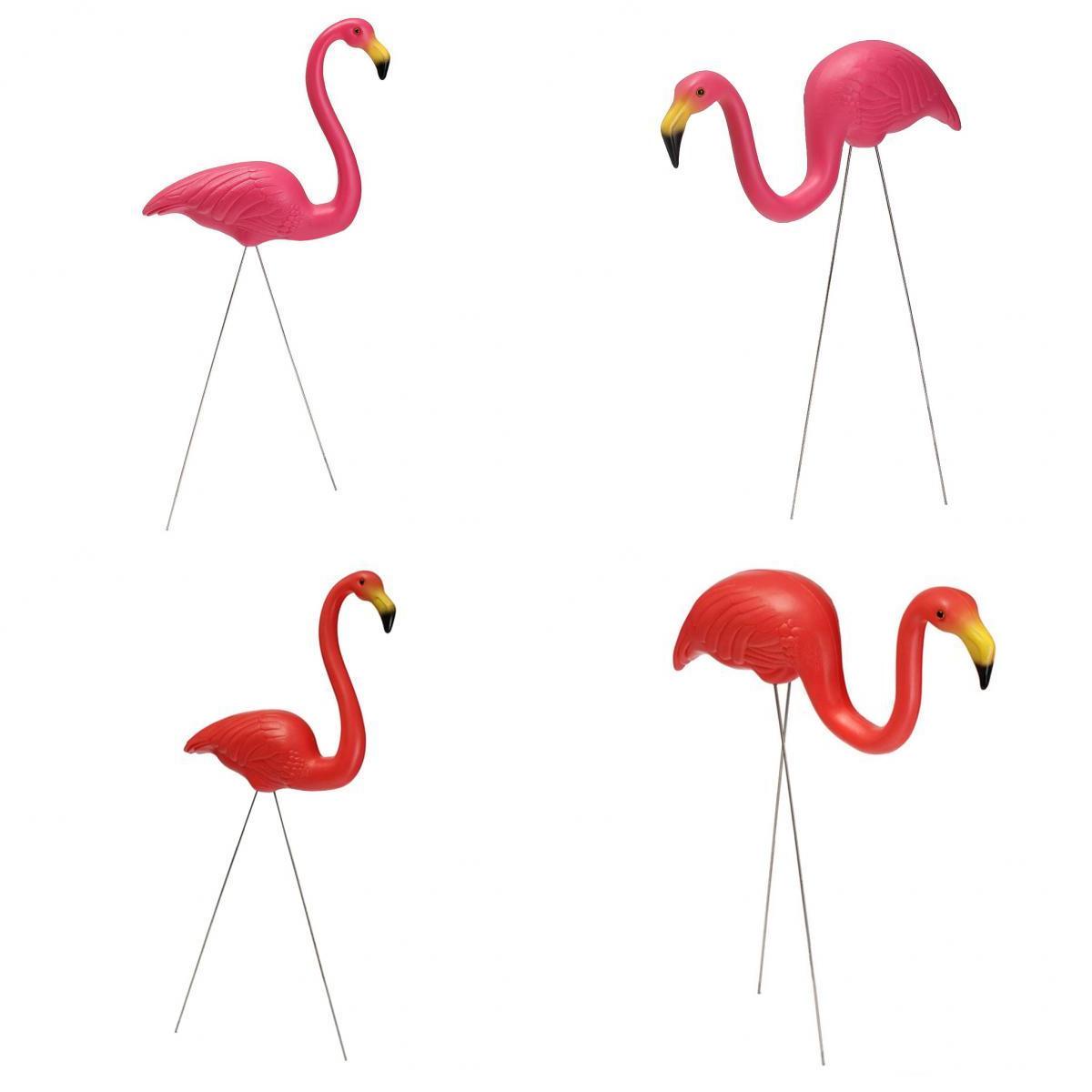 4 Pieces Lifelike Plastic Flamingo Ornament Home Yard Garden Lawn Art Decor